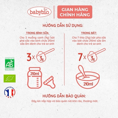 Bột lắc sữa Babybio 250g