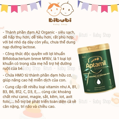 Sữa Aptamil Essensis Organic A2 Úc hộp 900gr