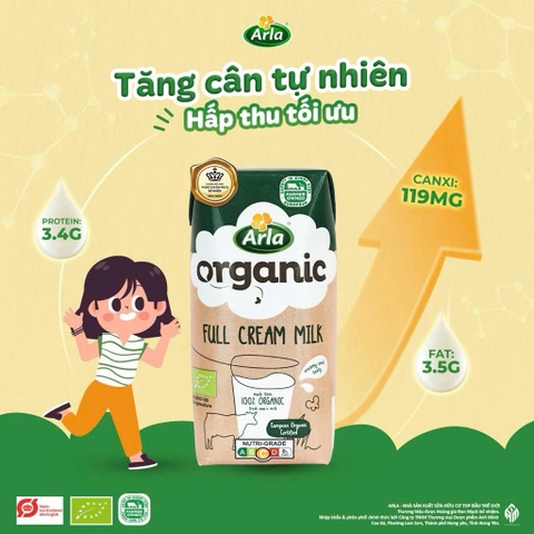 Sữa tươi hữu cơ Arla Organic hộp 200ml