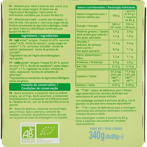 Váng sữa túi Auchan Baby Bio