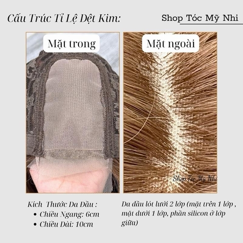 Tóc Giả Mỹ Nhi Hai Mái Xoăn Layer Dài Màu Tóc Blonde Rose x-dk2-0301 Da Đầu Dệt Kim (rẻ ngôi được)
