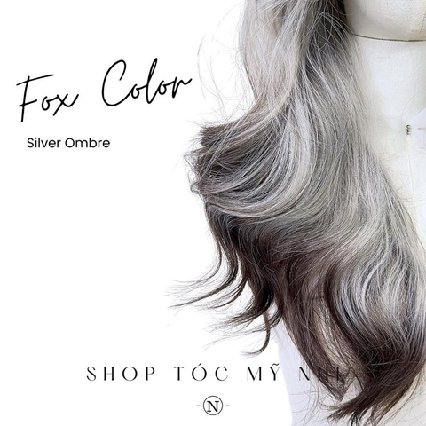 Nâu Tối Nhuộm Màu Bạc Silver Loang Màu Fox Ombre Color x-dk1-0109 Da Đầu Dệt Kim trendy VAT 8%
