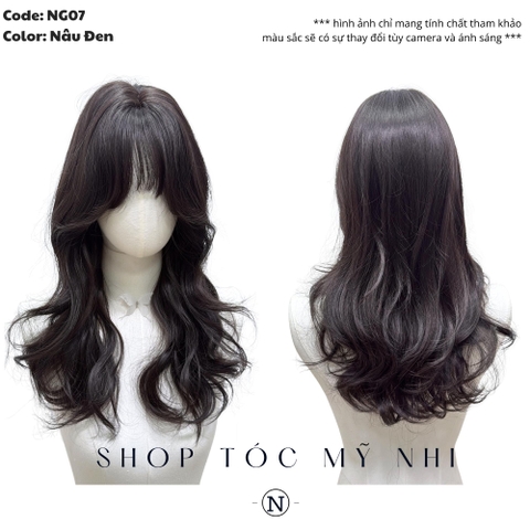 Tóc Giả Da Đầu Dệt Kim Xoăn Layer Mái Thưa NG07 dài 45cm