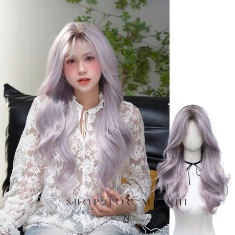 Tóc Giả Dệt Kim Mái Bay Xoăn Layer Màu Tóc Tím Ombre x-dk2-0302