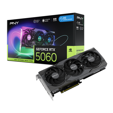 PNY GeForce RTX 5060 8GB ARGB EPIC-X RGB Overclocked Triple Fan VCG50608TFXXPB1-O
