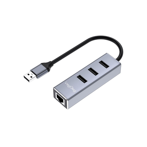 Hub USB 2.0 + LAN VegGieg V-K311 – 3 cổng USB, RJ45 100Mbps