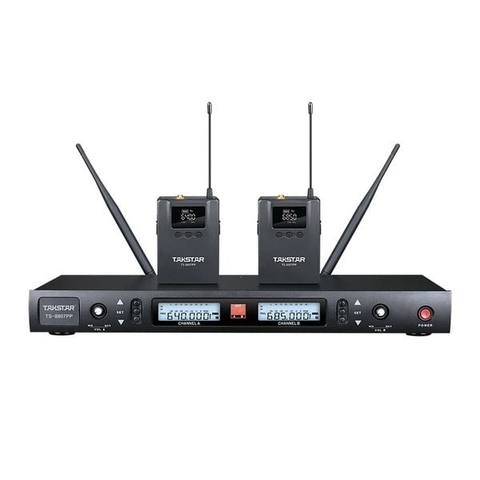 Bộ micro cài đầu cài áo không dây UHF kênh kép TS-8807PP | Hàng chính hãng