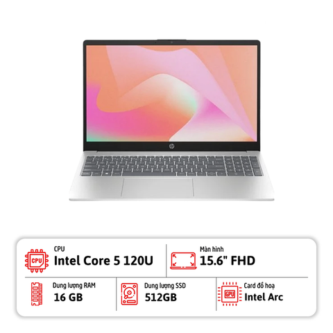 Laptop HP 15-fd1043TU 9Z2W9PA (Intel Core 5 120U | 16GB | 1TB | Intel Arc | 15.6 inch FHD | Win 11 | Silver)