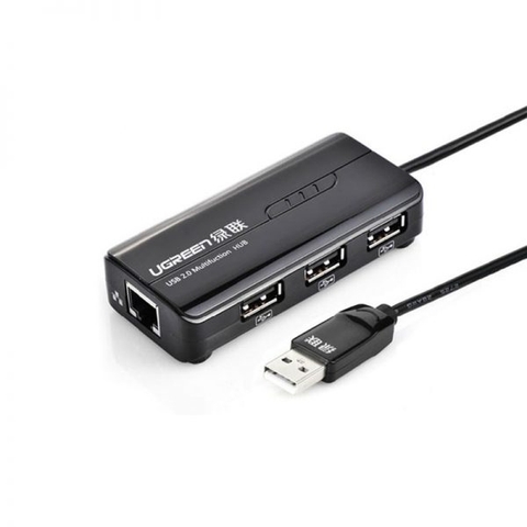 Bộ chia 3 cổng USB 2.0 kèm cổng mạng Ethernet 10/100Mbps Ugreen 20264 | Hàng chính hãng