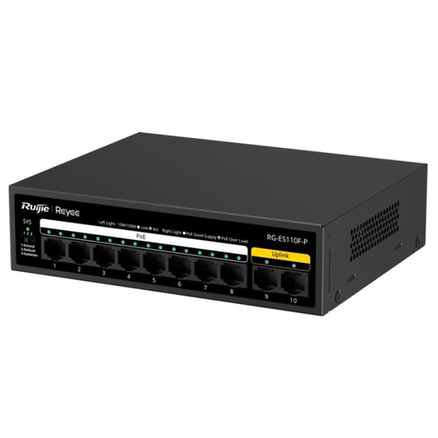 RG-ES110F-P – Switch PoE 8 cổng, giải pháp cấp nguồn & truyền dữ liệu tối ưu cho hệ thống camera