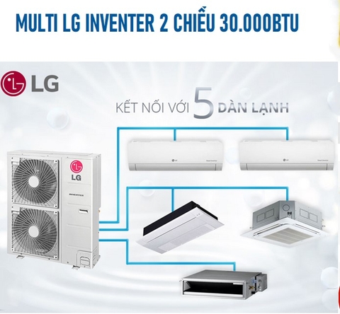 Điều hòa Multi 2 chiều LG (A5UW30GFA2) Gas R410A - 30.000BTU Inverter Mới 2020 | Hàng chính hãng