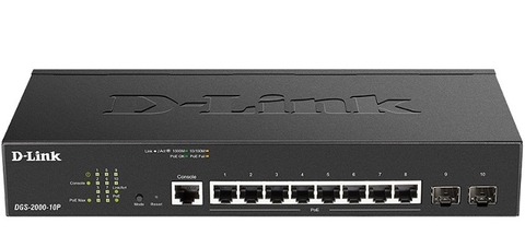 D-Link DGS-2000-10P – Switch Gigabit Managed 8 Port PoE+ với 2 cổng SFP