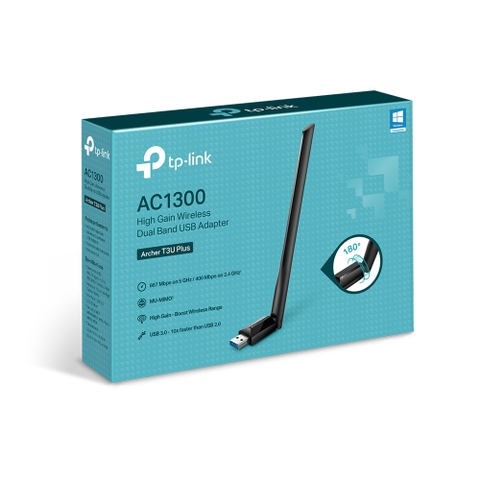 USB Wi-Fi Độ Lợi Cao Băng Tần TL-Archer T3U Plus | Hàng chính hãng