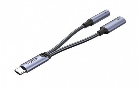 Cáp USB Type-C ->3.5mm Audio+ sạc Type-C  PD60W  UNITEK  M205A | Hàng chính hãng