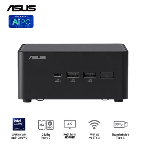 Bộ Mini PC Asus NUC 14 PRO Tall RNUC14RVHU7 (U7- 155H/ 2xNVMe, SATA/ 2x HDMI 2.12x Thunderbolt/ VESA MOUNT)