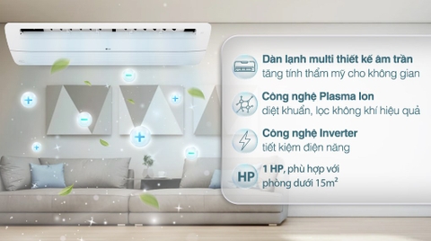 Dàn lạnh cassette 1 cửa Multi LG Inverter 18000BTU MỘT CHIỀU AMNQ18GTTA0 + PT-TAHW0 | Hàng chính hãng