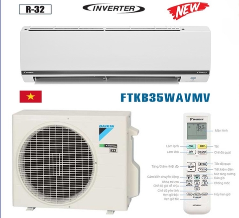Điều hòa Daikin 12000 BTU inverter 1 chiều FTKB35YVMV | Hàng chính hãng