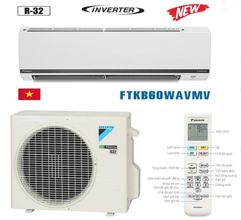 Điều hòa Daikin 21000BTU inverter 1 chiều FTKB60YVMV Mới 2024 | Hàng chính hãng