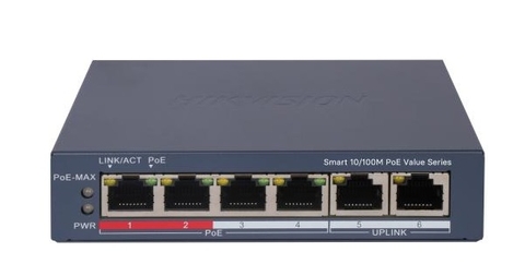 Switch PoE thông minh Fast Ethernet 4 cổng HIKVISION DS-3E1106P-EI/M | Hàng chính hãng
