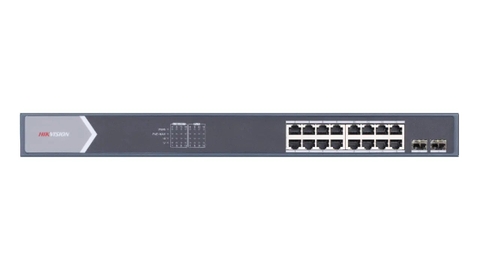 Hikvision Switch POE GIGABIT 16 cổng PoE 1000M,  2 cổng SFP độc lập 10/100/1000M, Layer 2 DS-3E0518P-E/M | Hàng chính hãng