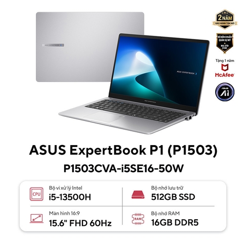 Laptop Asus ExpertBook P1 (P1503CVA-i5SE16-50W): Màn Hình Lớn – Hiệu Năng Đa Nhiệm Chuyên Sâu