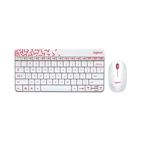 Combo Bàn Phím và Chuột không dây Logitech MK240 (Trắng-Đỏ) 920-008201 | Hàng chính hãng