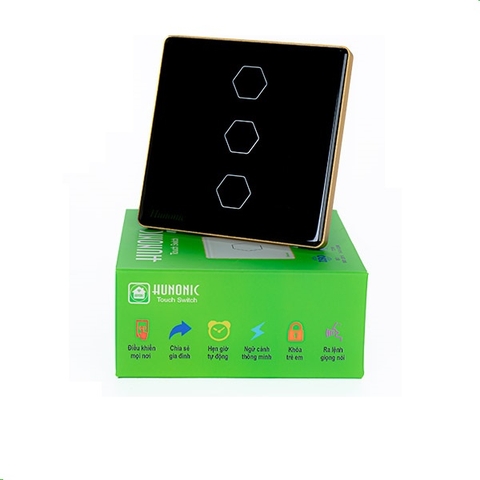 Công tác cảm ứng WiFi Hunonic 3 nút, HV