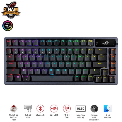 Bàn phím cơ ASUS ROG Azoth NX Silent Đen (90MP031B-BKUA01) | Hàng chính hãng