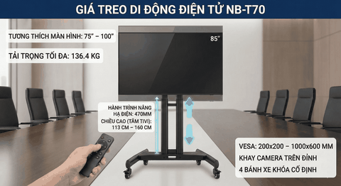 Giá Treo Tivi Di Động Điện Tử NB-T70 (75 - 100 Inch) - Nâng Hạ Bằng Điều Khiển