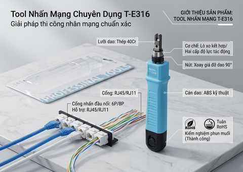 Tool Nhấn Mạng 6P - 8P Chuyên Dụng – Giải Pháp Thi Công Hệ Thống Mạng Hoàn Hảo