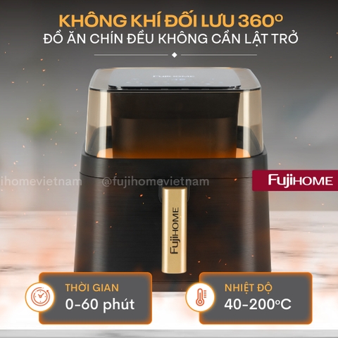 Nồi chiên không dầu Fujihome A8DG2 8 lít mặt kính View 360 | Hàng chính hãng