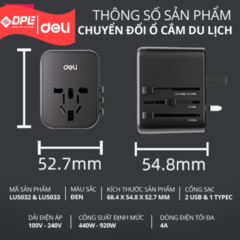 Ổ cắm điện đa năng Deli T766