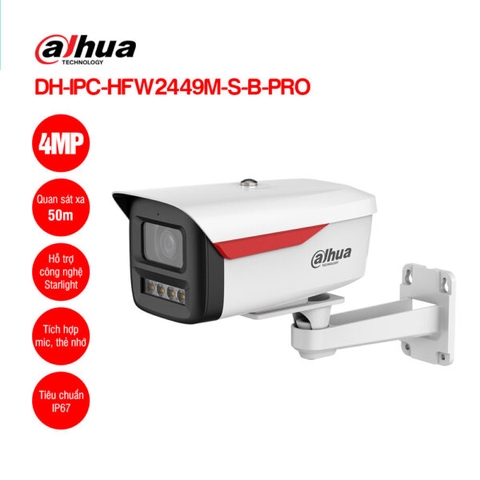Camera IP 4MP WizColor DAHUA DH-IPC-HFW2449M-S-B-PRO | Hàng chính hãng