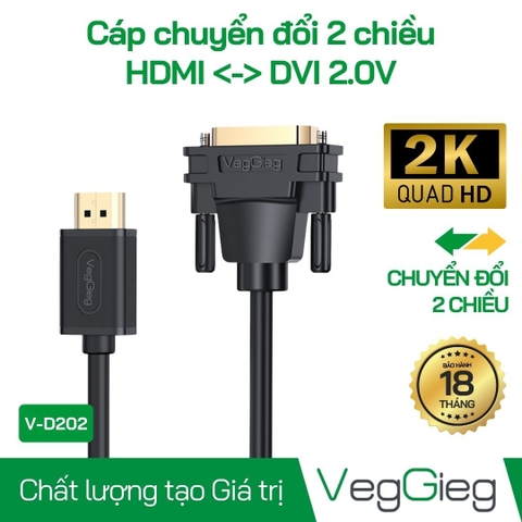 HDMI To DVI 2.0V Cable - V-D202 | Hàng chính hãng
