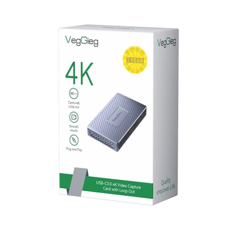 Capture Card HDMI sang USB-C VegGieg V-HZ40 – Hỗ trợ 4K@60Hz