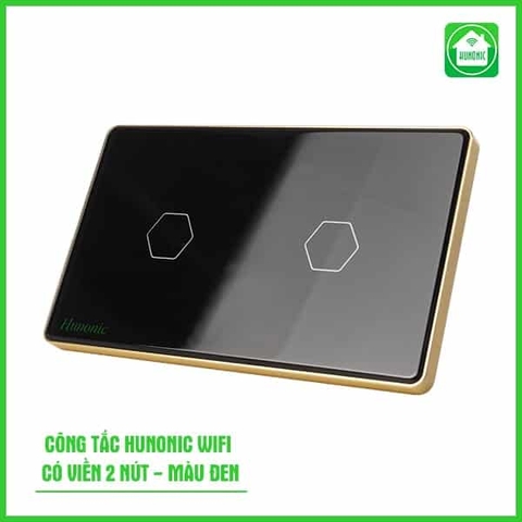 Công tác cám ứng WiFi Hunonic 2 Nút, HCN, màu Đen/Trắng