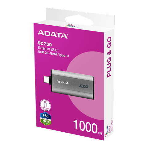 ADATA SC750 1TB – SSD di động USB 3.2 Gen 2 SC750-1000G-CCBK