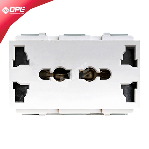 Hạt Ổ Cắm Âm Sàn Đôi 3 Chấu DPE-AS 2S3 – Có Dây Nối Đất, Màn Che, 16A