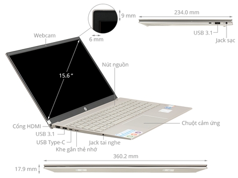 HP Pavilion 15-eg2081TU (7C0Q4PA) Pavilion 15-eg2081TU (i5-1240P/16GB RAM/512GB SSD/15.6 INCH FHD IPS/Windows 11/NHÔM/VÀNG) | Hàng chính hãng