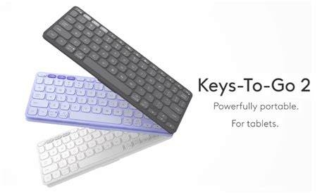 KEYBOARD LOGITECH KEY TO GO 2/BLUETOOTH/ĐEN/TRẮNG XÁM/TÍM NHẠT