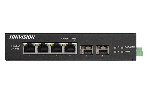 Switch công nghiệp PoE 4 cổng Gigabit Hikvision DS-3T0506HP-E/HS