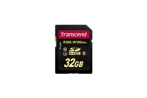 Thẻ nhớ SD card 32 GB Transcend SDHC UHS-II Speed Class 3 (U3) cards MLC Flash (R285, W180MB/s) | Hàng chính hãng