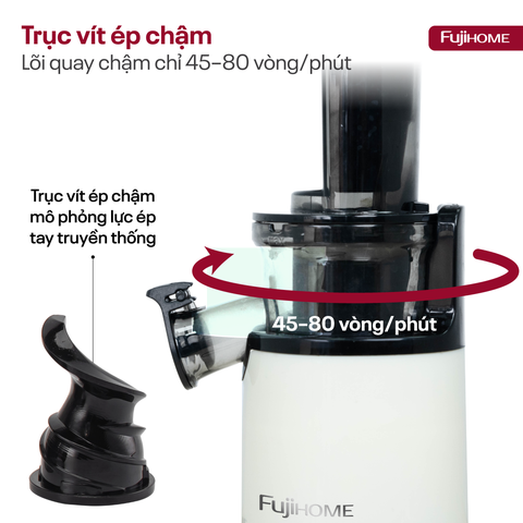 Máy ép chậm mini Fujihome SJ06 100W lưới lọc kép inox | Hàng chính hãng