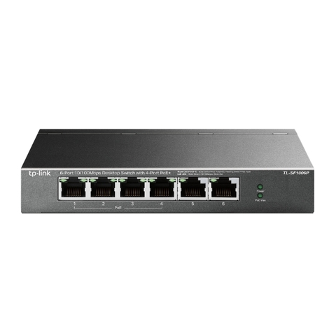 Switch Để Bàn 6 Cổng 10/100Mbps với 4 Cổng PoE+ TP-Link TL-SF1006P | Hàng chính hãng