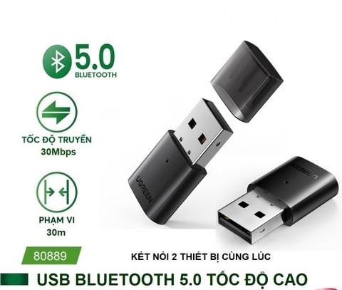 Thiết bị USB Bluetooth 5.0 Dongle chính hãng Ugreen 80889 cao cấp | Hàng chính hãng