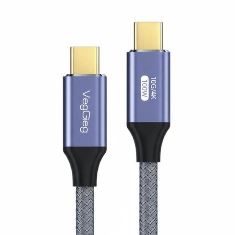 Cáp USB-C 3.1 VegGieg V-H921 – 100W, 10Gbps, 4K@60Hz, dài 2m