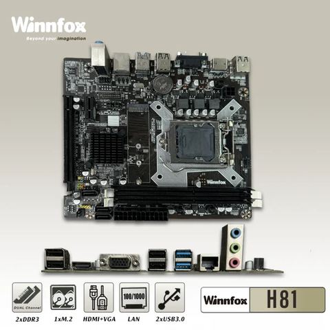 Mainboard (Intel) Winnfox H81 | LGA1150, 2 khe DDR3, ATX