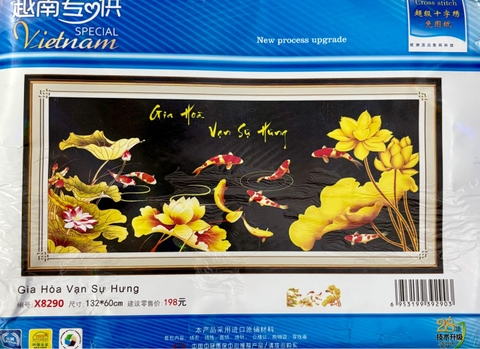 Tranh thêu chữ thập Gia hoà vạn sự hưng X8290, kích thước 132x 60 cm