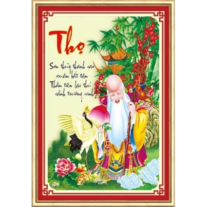 Tranh thêu chữ thập Thọ AL53552, kích thước 55 x 80 cm, không thêu kín