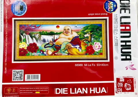 Tranh thêu Phật di lặc (thêu 3D) 88988, kích thước 93 x 40 cm
